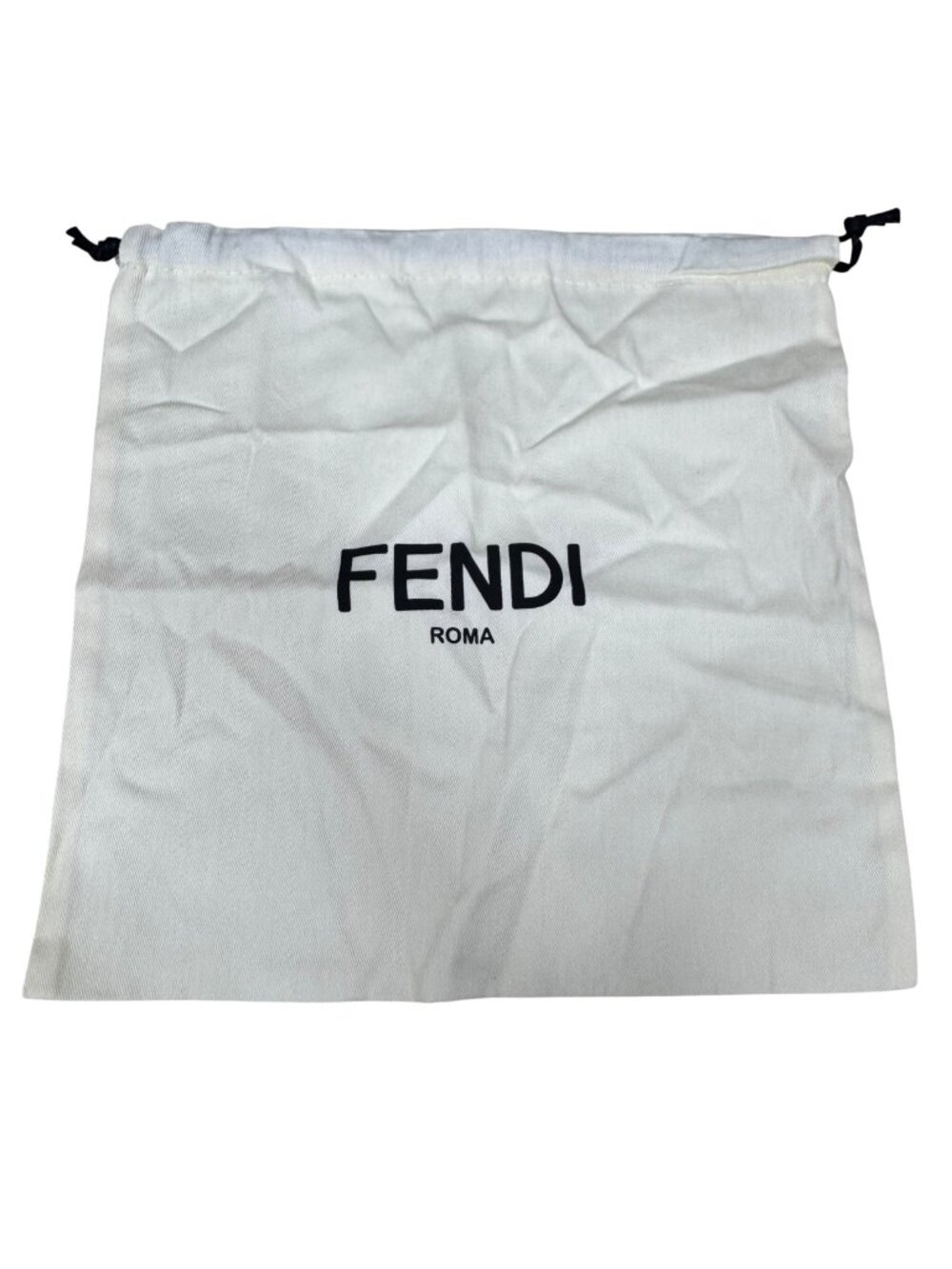 Fendi Roma Cream Dust Bag Pouch Drawstring with Black Logo 12" X 12" Authentic
